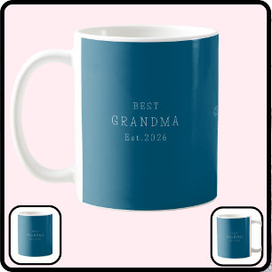 Caneca De Café Melhor Avó Est Data Personalizada Elegante Verde-a