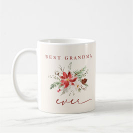 Caneca De Café Melhor Avó Ever Poinsettia Greenery Natal