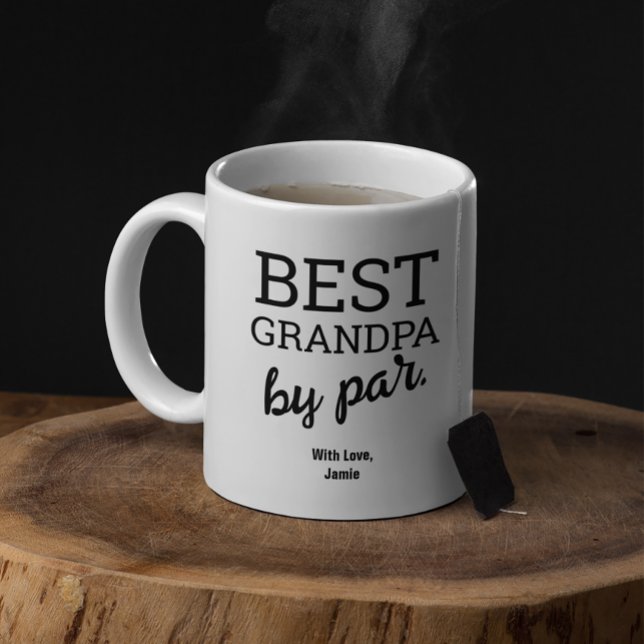 Caneca De Café Melhor Avô por Par Moderno Preto Branco Personaliz (Modern typography Best grandpa by par custom mug.)