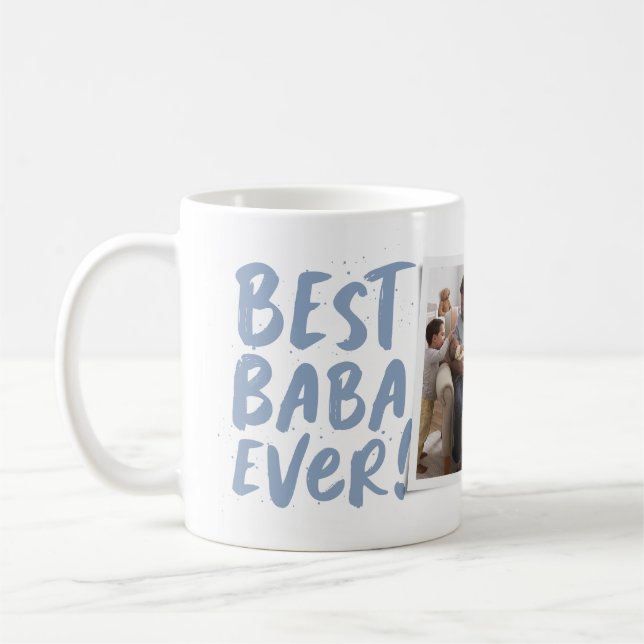 Caneca De Café Melhor Baba de Todos foto moderna azul Dia dos Pai (Esquerda)