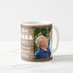 Caneca De Café Melhor Baba Vovô 2 Colagem Fotográfica Madeira Rus