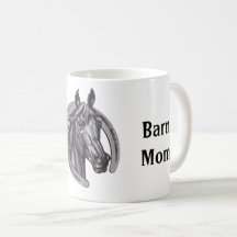 Melhor Barn Mãe Sketch Cavalo Branco Negro