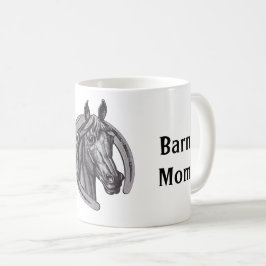 Caneca De Café Melhor Barn Mãe Sketch Cavalo Branco Negro