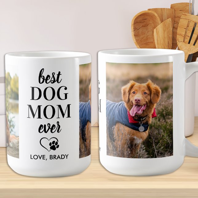 Caneca De Café MELHOR Cachorro Mãe Já Personalizada Pet 2 Photo C (Criador carregado)