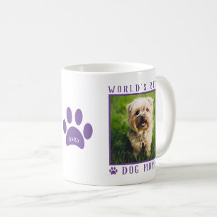 Caneca De Café Melhor Cachorro Mãe Púrpura Nome Pet Foto