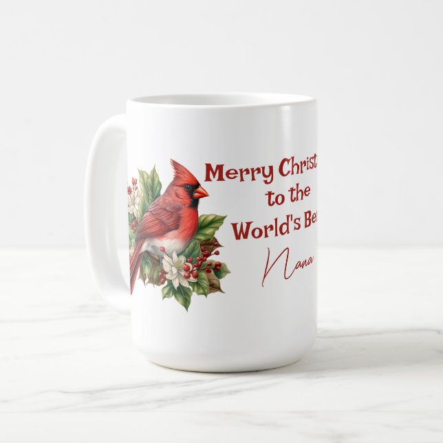 Caneca De Café Melhor Cardeal Vermelho de Natal da Nana do Mundo (Frente Esquerda)