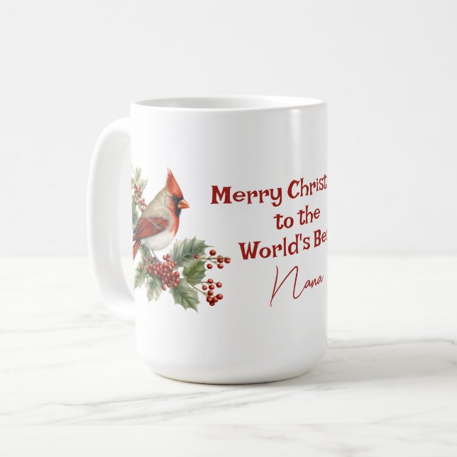 Caneca De Café Melhor Cardeal Vermelho de Natal da Nana do Mundo (Frente Esquerda)