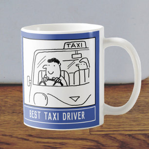 Caneca De Café Melhor Cartoon de Driver de Táxi com Escolha de No