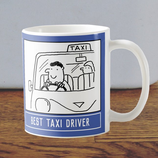 Caneca De Café Melhor Cartoon de Driver de Táxi com Escolha de No (Criador carregado)