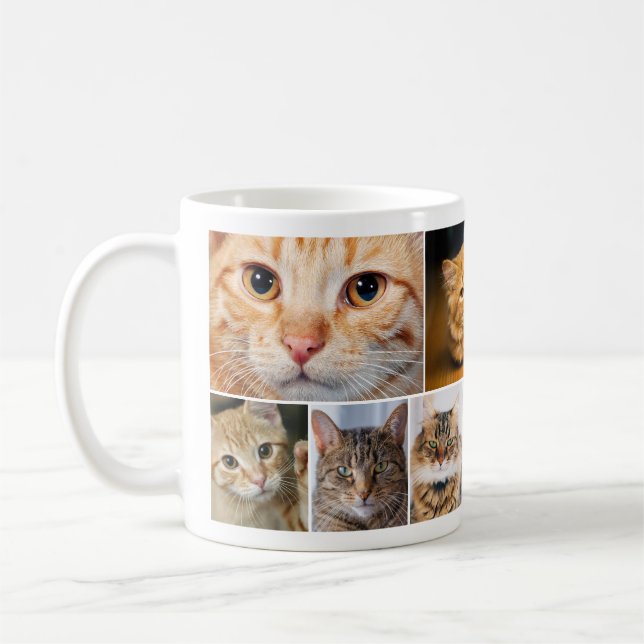 Caneca De Café Melhor Cat Mãe 7 Foto Collage Mug (Esquerda)
