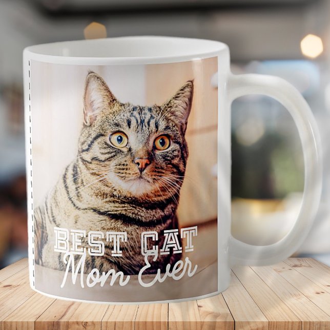 Caneca De Café Melhor Cat Mãe de Teve Foto Personalizada Moderna  (Criador carregado)