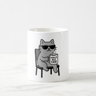 Caneca De Café Melhor CEO do Mundo - Smug Cinza Cat Mug