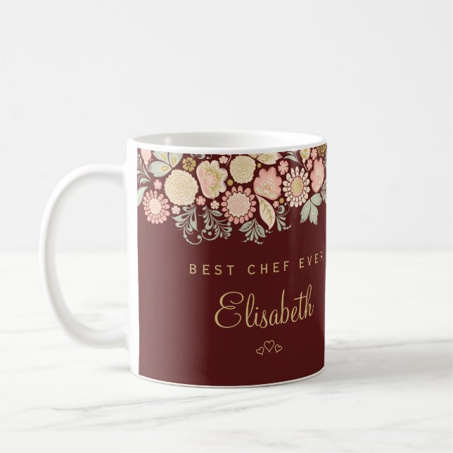 Caneca De Café Melhor chef de todos os tempos nome personalizado  (Esquerda)