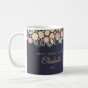Caneca De Café Melhor chef já personalizado nome elegante rústi