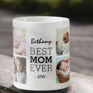 Caneca De Café Melhor Colagem de Fotos da Mãe Personalizada