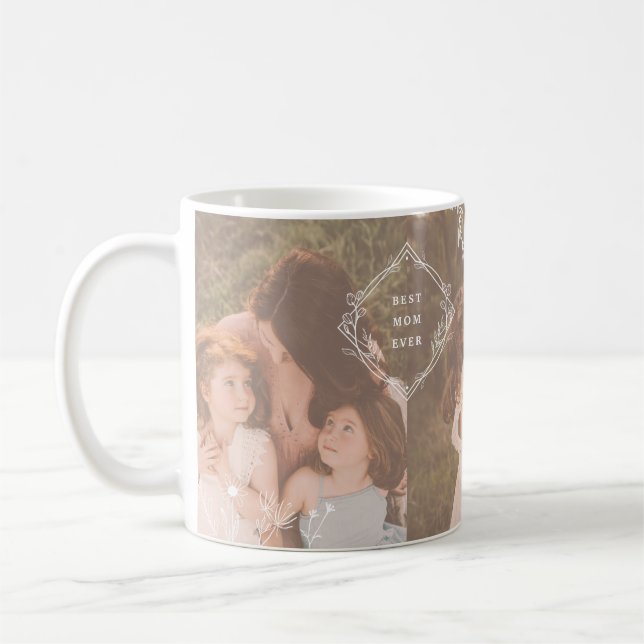 Caneca De Café Melhor Colagem de Fotos de Flor Selvagem da Mãe (Esquerda)
