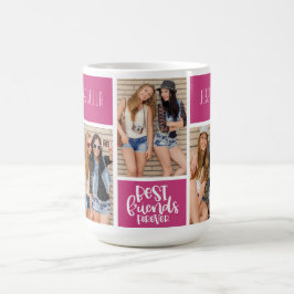 Caneca De Café Melhor Colagem de Fotos de Tendência Rosa para Sem