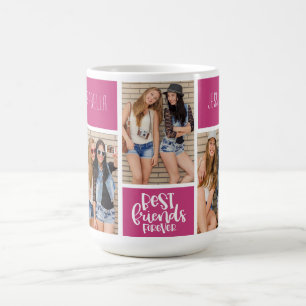 Caneca De Café Melhor Colagem de Fotos de Tendência Rosa para Sem