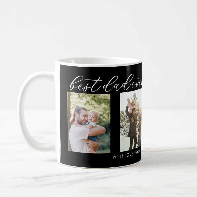 Caneca De Café Melhor Colagem de Fotos do Dia de os pais 4 (Esquerda)