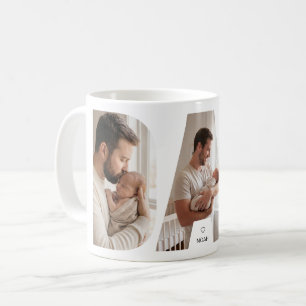 Caneca De Café Melhor Colagem de Fotos do Papai Branco Moderno de