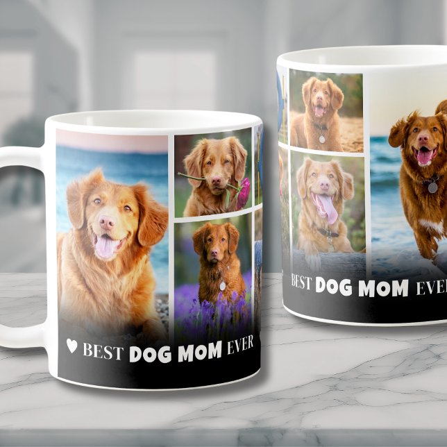 Caneca De Café Melhor Colagem de Fotos Mãe 8 (Best Dog Mom 8 Photo Collage Coffee Mug)