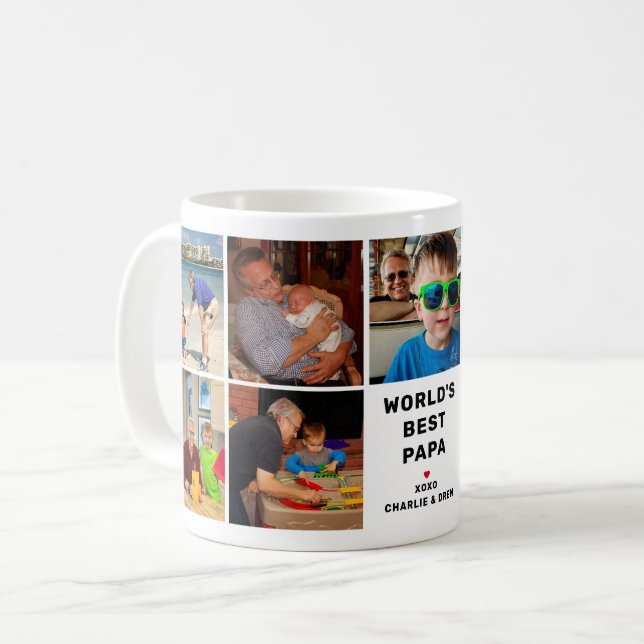 Caneca De Café Melhor Colagem de Fotos Moderna do Papa (Frente Esquerda)
