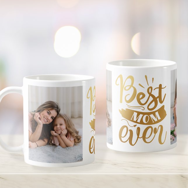 Caneca De Café Melhor Colagem de Fotos Personalizada da Mãe (Criador carregado)