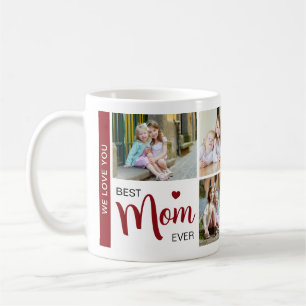 Caneca De Café Melhor Colagem de Fotos Vermelha de Dia de as mães
