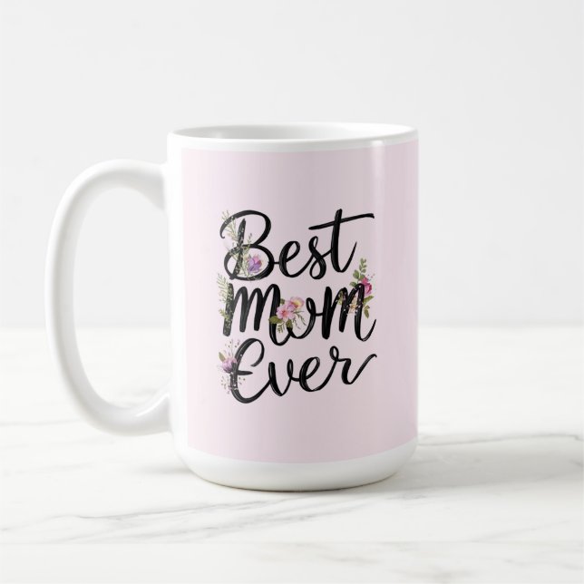 Caneca De Café Melhor design floral de mãe de todos os tempos  (Esquerda)
