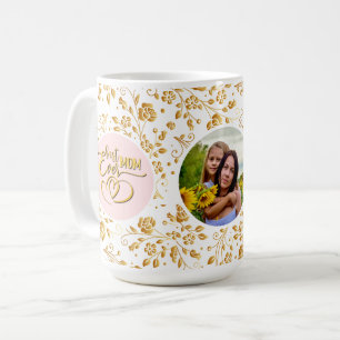 Caneca De Café Melhor Dia de as mães de Foto Floral de Mãe Nunca