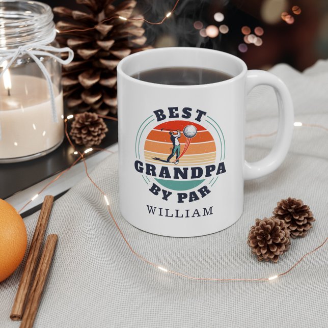 Caneca De Café Melhor Dia dos Avós Personalizado (Best Grandpa by Par Cute Grandparents Day White 11oz Coffee Mug)