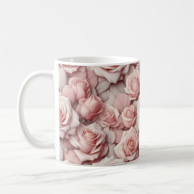 Caneca De Café Melhor em Rosas Rosadas (Esquerda)