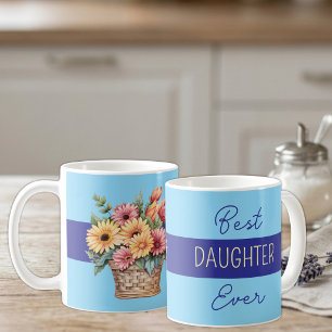 Caneca De Café Melhor filha de todos os tempos gerberas flores az