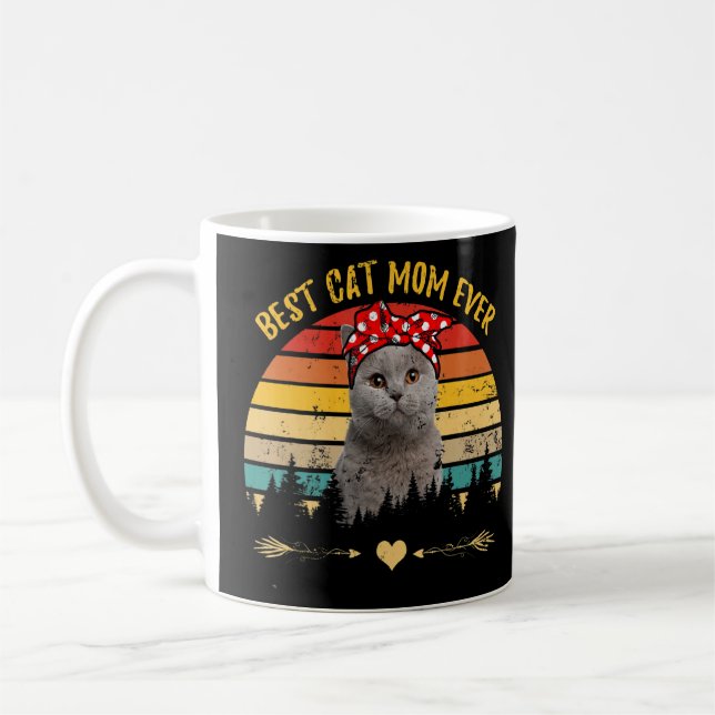 Caneca De Café Melhor Gato Mãe Sempre Feliz Mãe Dia Dobra Escoces (Esquerda)