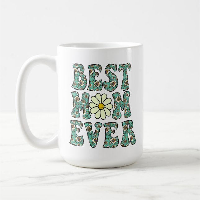 Caneca De Café Melhor Gato Mamãe Ever Daisies (Esquerda)