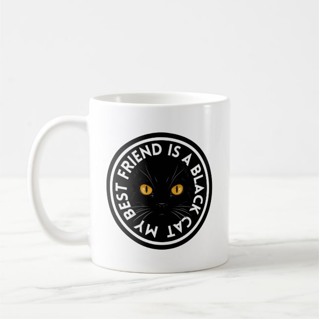 Caneca De Café Melhor Gato Preto Amigo (Esquerda)