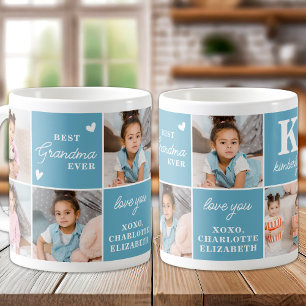Caneca De Café Melhor GRANDMA já Personalizada 7 Colagem de Fotos