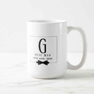 Caneca De Café Melhor Homem Groomsman Gravata Borboleta Monograma