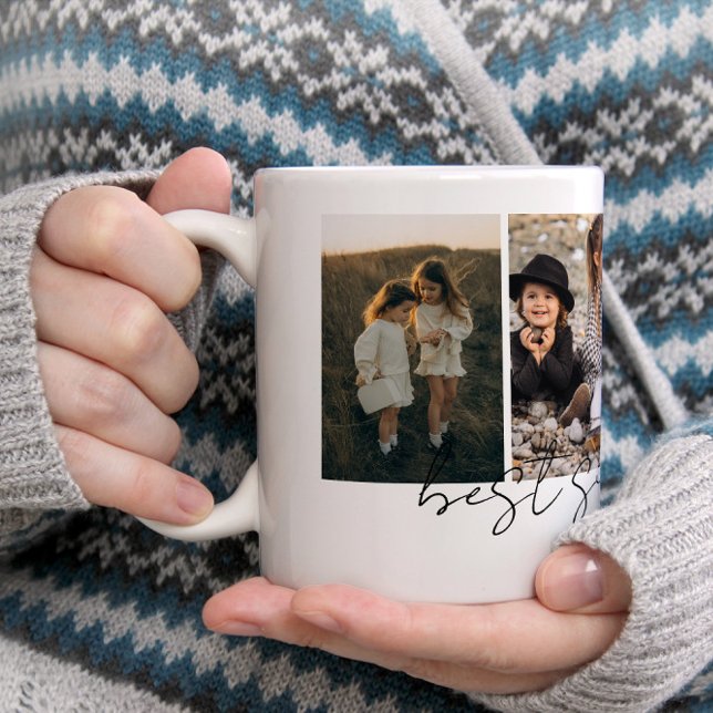 Caneca De Café Melhor Irmã de Todos os Tempos Moderno Script 4 Fo (Criador carregado)