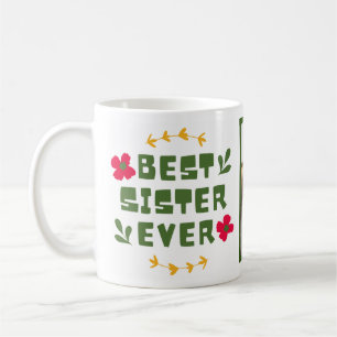 Caneca De Café "Melhor Irmã Ever'Amarelo Verde moderno ilustrativ