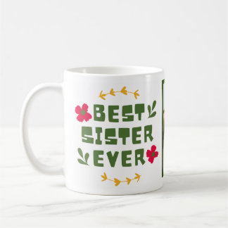 Caneca De Café "Melhor Irmã Ever'Amarelo Verde moderno ilustrativ