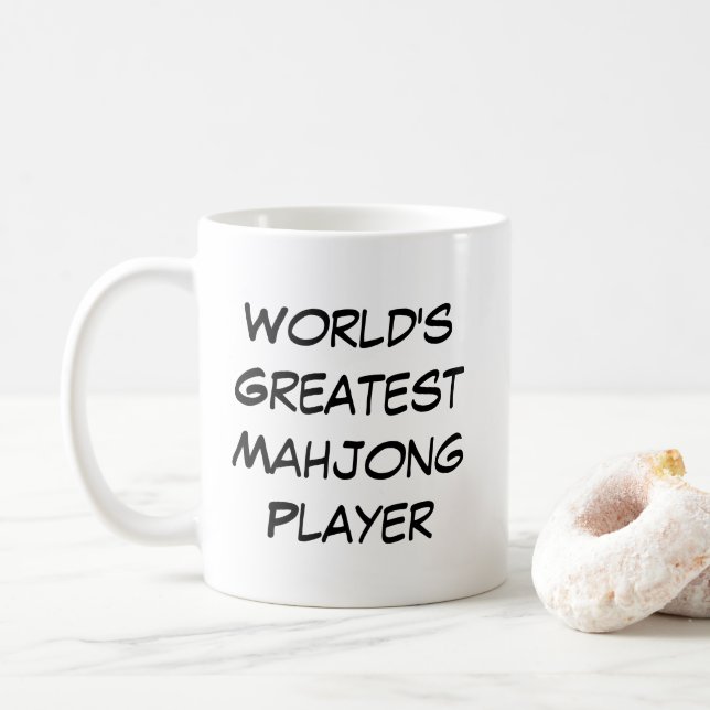 Caneca De Café "Melhor Jogador de Mahjong do Mundo" (Com Donut)