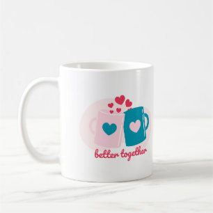 Caneca De Café Melhor juntos, azul e rosa, simples