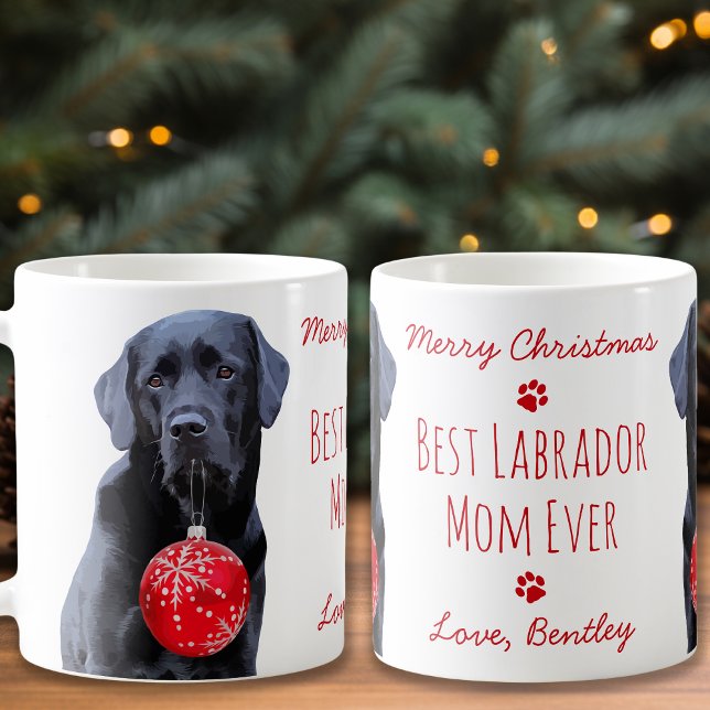 Caneca De Café Melhor Labrador Mamãe Negra Negra De Natal (Criador carregado)