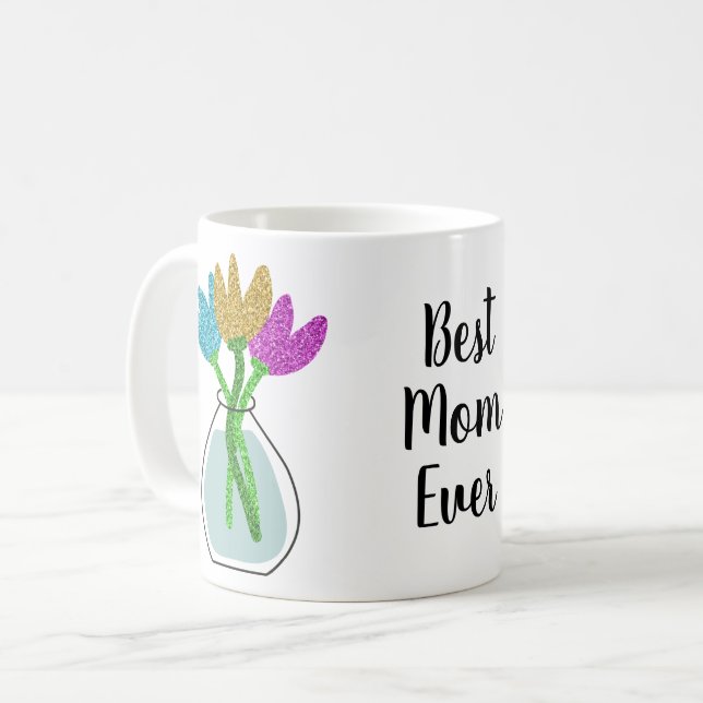 Caneca De Café Melhor Mãe Alguma Vez Floral (Frente Esquerda)