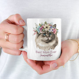 Caneca De Café Melhor Mãe Alguma Vez Gato De Aquarela Floral Whim