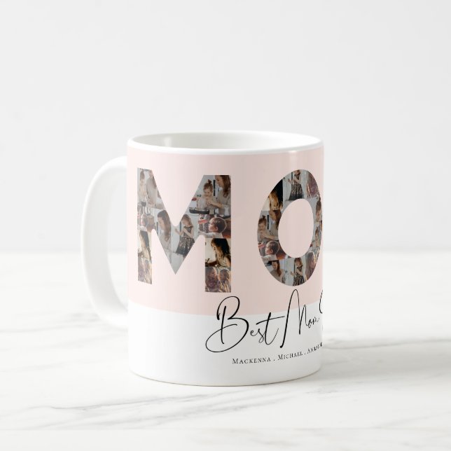Caneca De Café Melhor Mãe Alguma Vez Personalizada Colagem de Fot (Frente Esquerda)