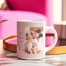 Caneca De Café Melhor Mãe Alguma Vez Personalizada Foto Rosa Dia 
