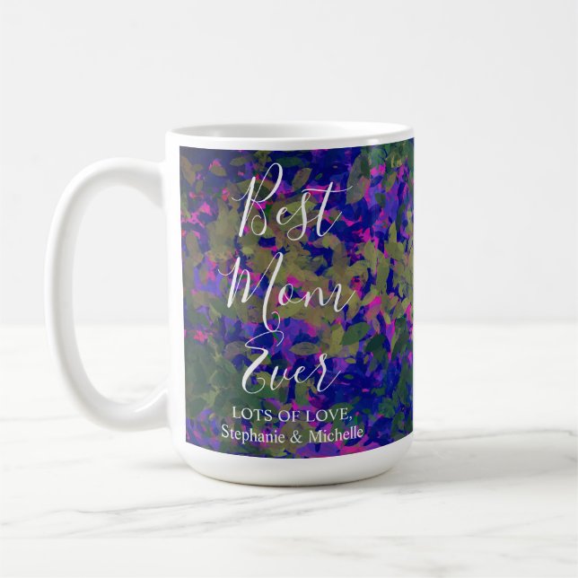 Caneca De Café Melhor Mãe Alguma Vez Púrpura Floral De Jardim Azu (Esquerda)