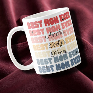 Caneca De Café Melhor Mãe Alguma Vez Retrô Meninos Nome presente